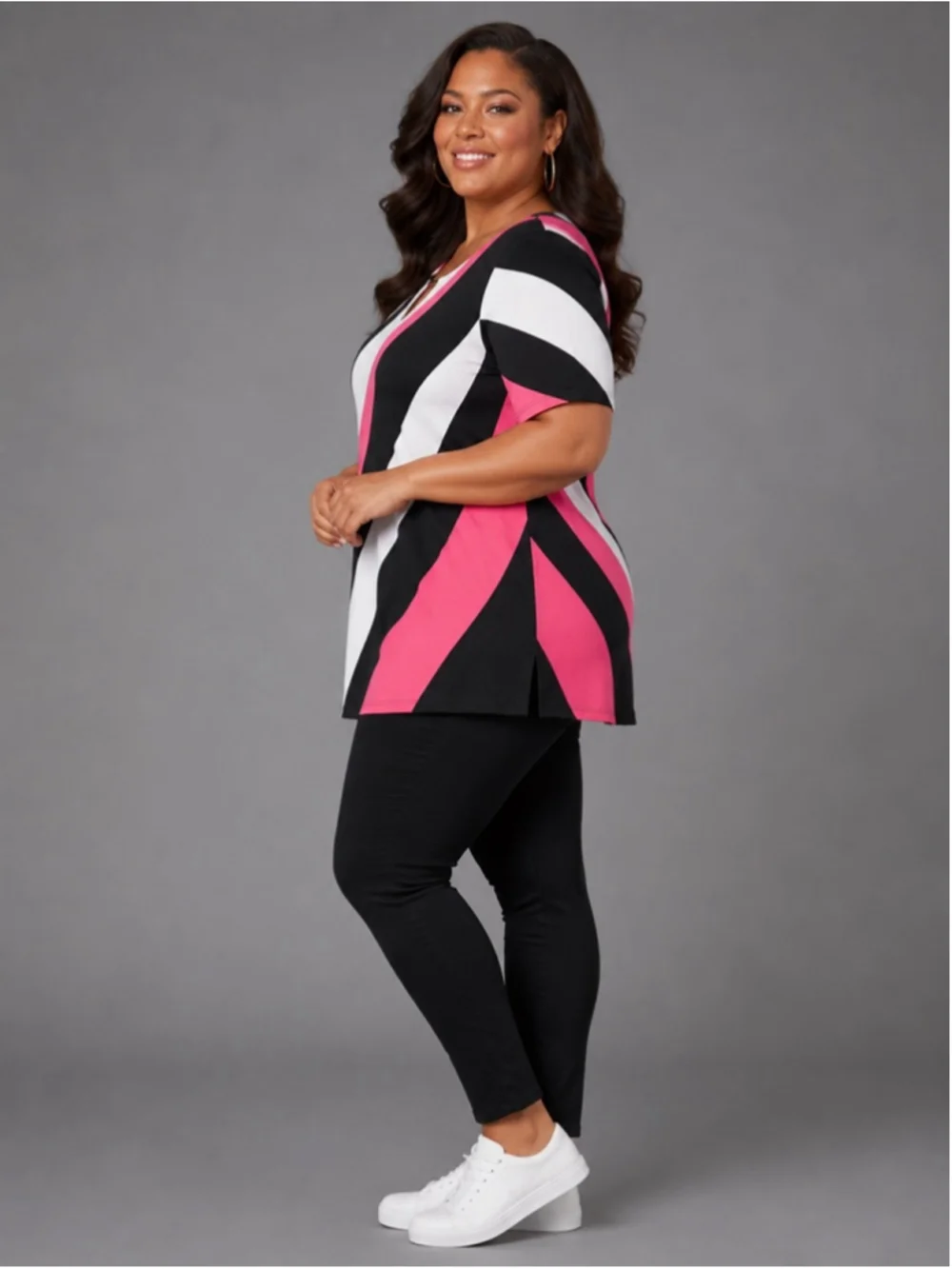Ashley Stewart Swirl Print Bar Neck Tunic – Size 14/16